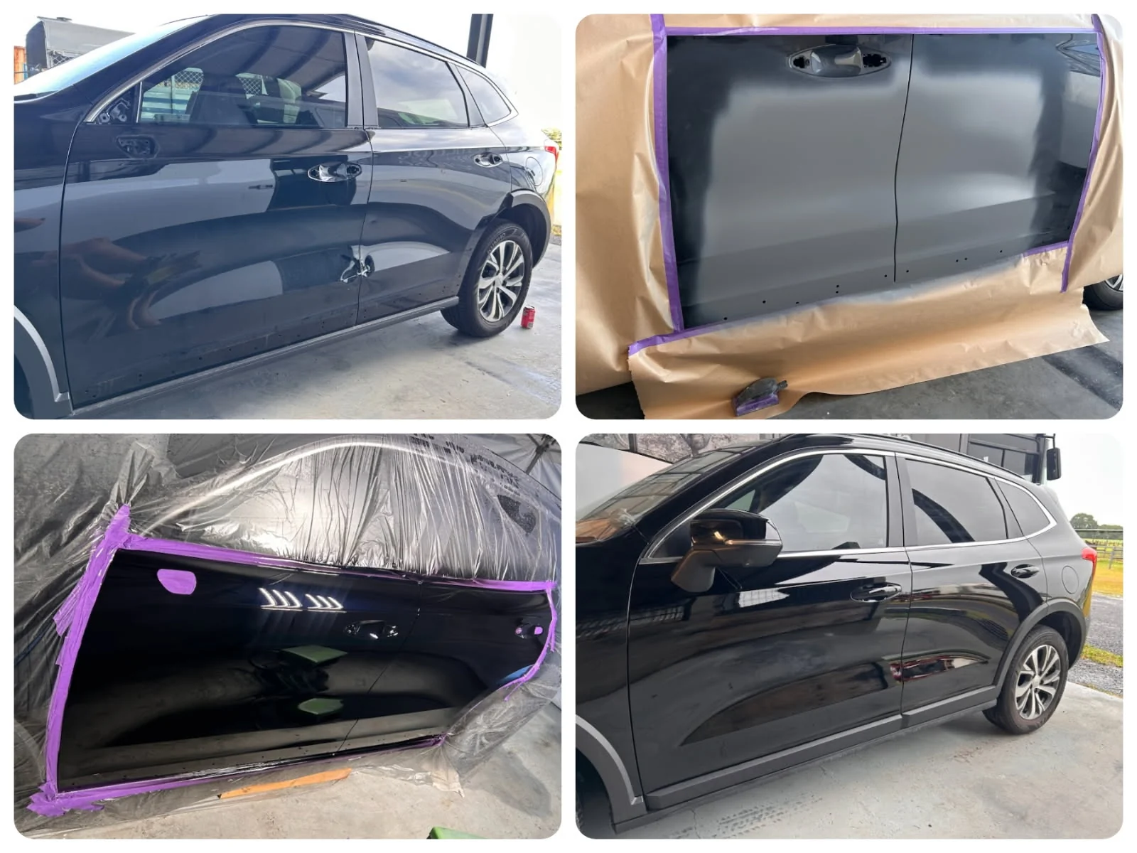SUV door dent repair and colour-matched paint — TKM Smash Repairs, Edmonton QLD