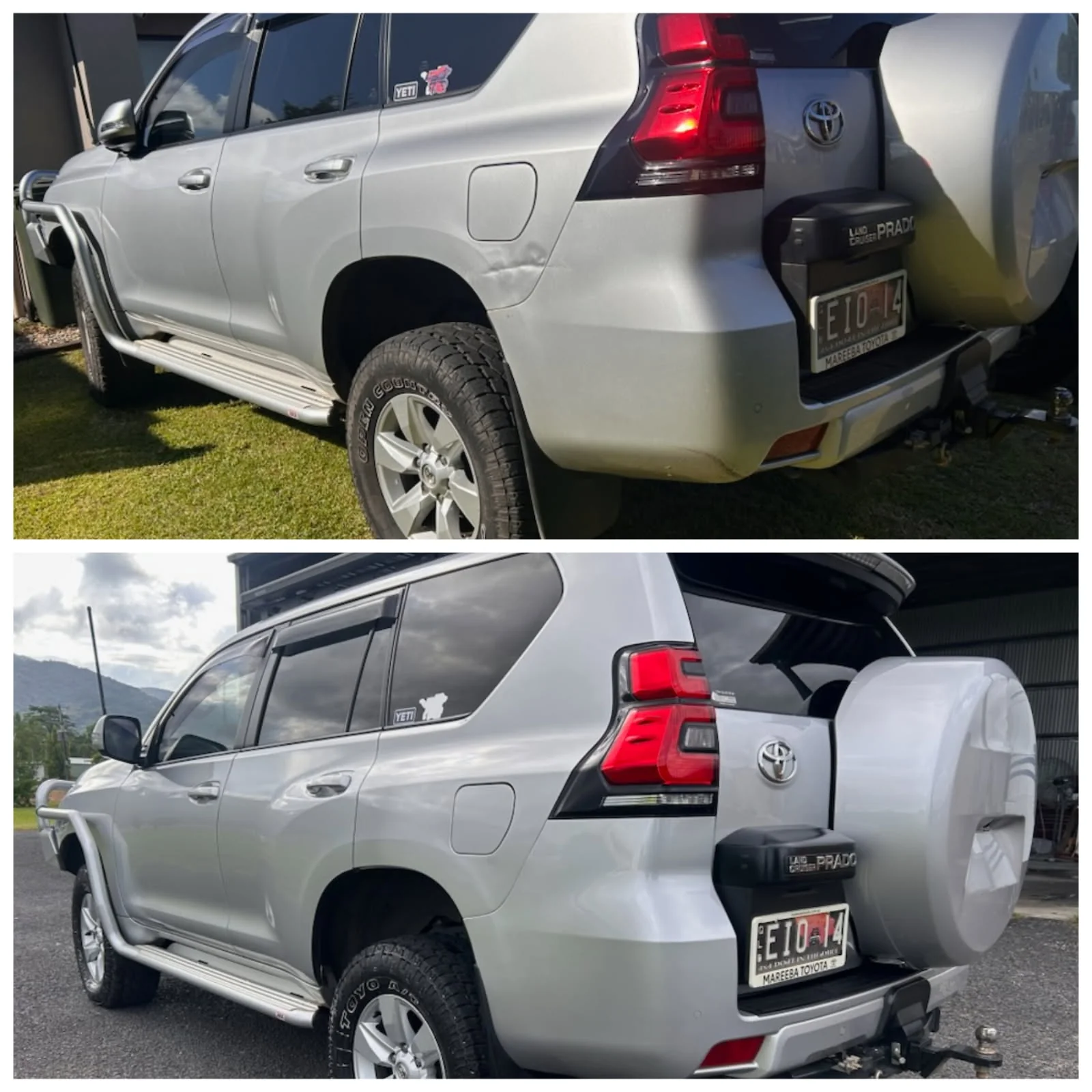 Toyota Prado rear dent repair before and after — TKM Smash Repairs, Edmonton QLD