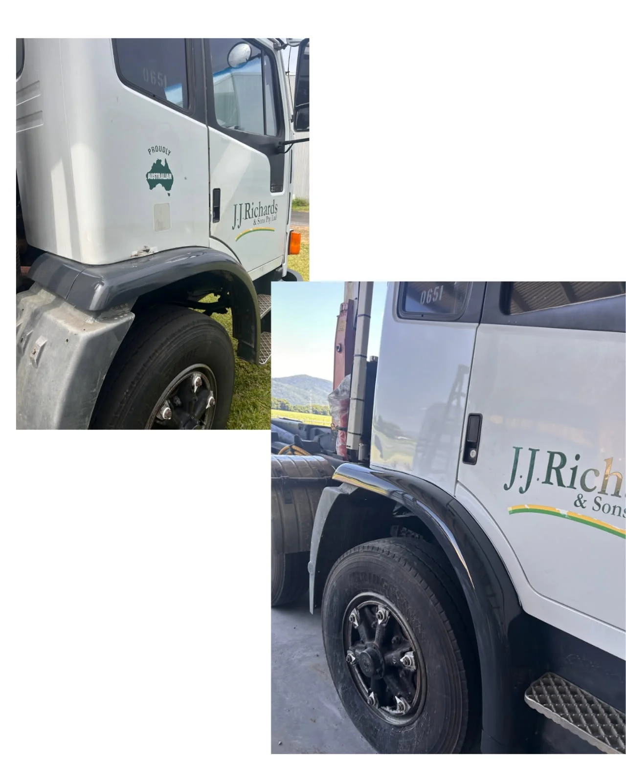 JJ Richards truck cab repair before and after — TKM Smash Repairs, Edmonton QLD